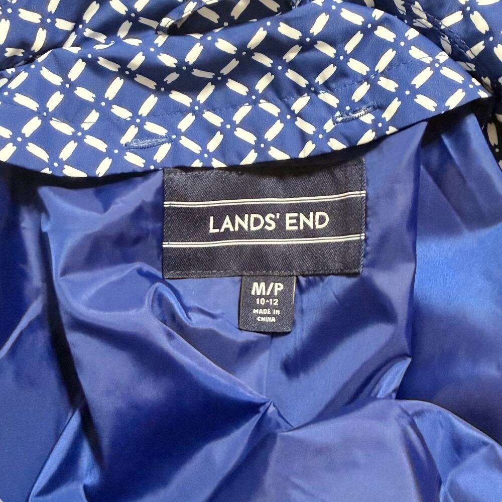 Lands' End Blue Patterned Mid-Length Jacket | Sz … - image 7